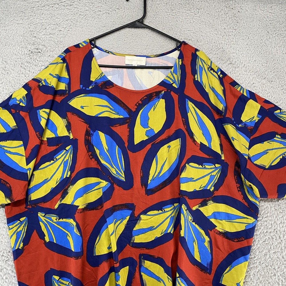 Coreylynncalter Blouse Womens 3X Multicolor Leaf Print Dolman Sleeve Top Boxy - Picture 4 of 13